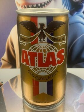 Vintage Beer Can Atlas Cervaza Beer Lager Pull Tab Empty Panama Steel Can